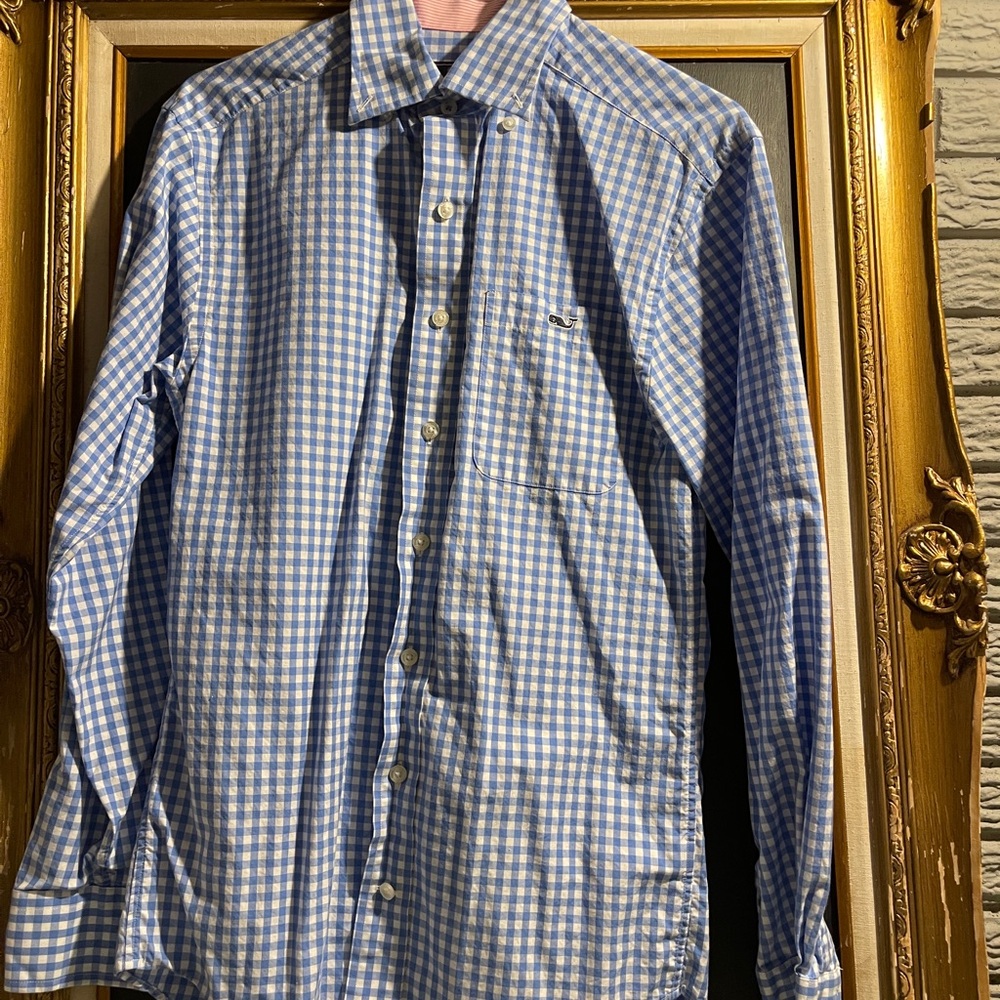 Vineyard Vines Slim Fit Whale Shirt blue gingham